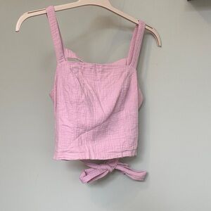 Pink Sleeveless Tie-back Top